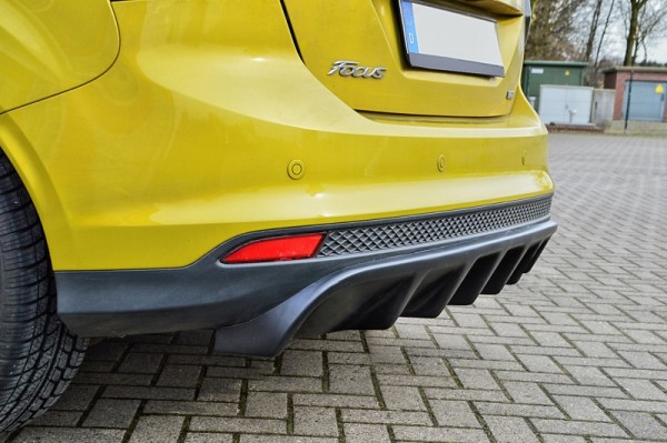 Heckansatz Heckdiffusor aus ABS hochglanz schwarz Ford Focus, Typ: DYB Bj.: 2010-2014 Für alle Ausfü