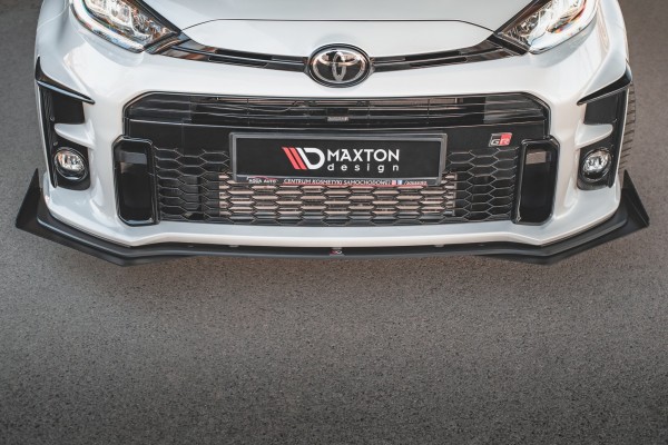 Robuste Racing Front Ansatz für passend +Flaps für Toyota GR Yaris Mk4 schwarz Hochglanz