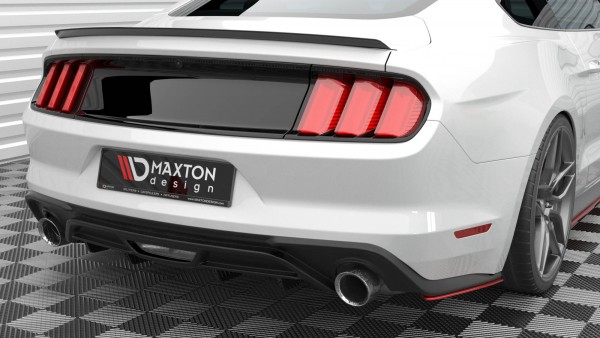 Heck Ansatz Flaps Diffusor V.2 für Ford Mustang Mk6 Facelift schwarz Hochglanz