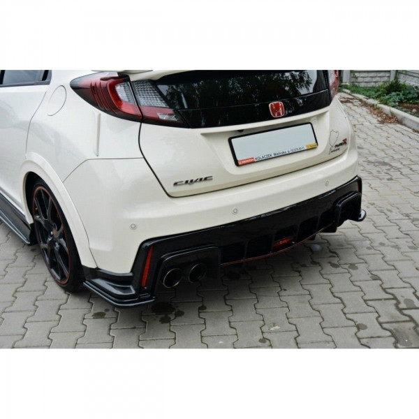 Heck Ansatz Flaps Diffusor für HONDA CIVIC IX TYPE R schwarz Hochglanz