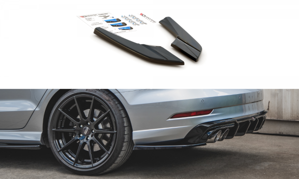 Heck Ansatz Flaps Diffusor V.2 für Audi S3 Limousine 8V Facelift schwarz Hochglanz