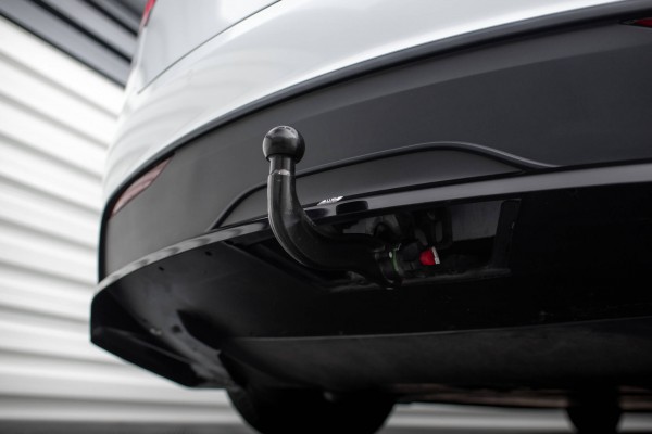 Hinten Splitter (mit einem vertikalem balken) für Tesla Model X Mk1 Facelift schwarz Hochglanz