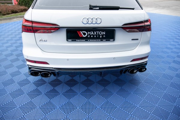 Diffusor Heck Ansatz für + Endschalldampfer Sportauspuff Attrappe Audi A6 C8 S-Line