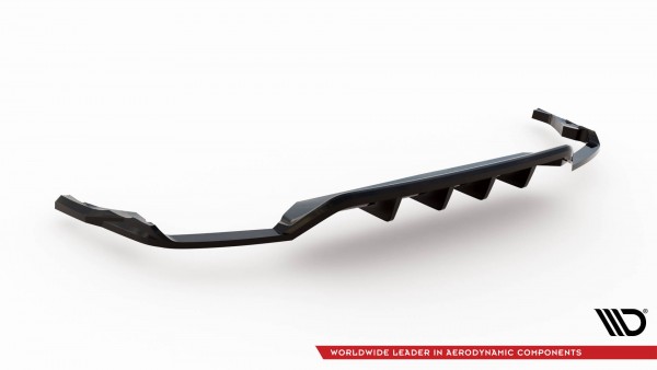 Hinten Splitter (mit einem vertikalem balken) für Audi SQ8 Mk1 schwarz Hochglanz