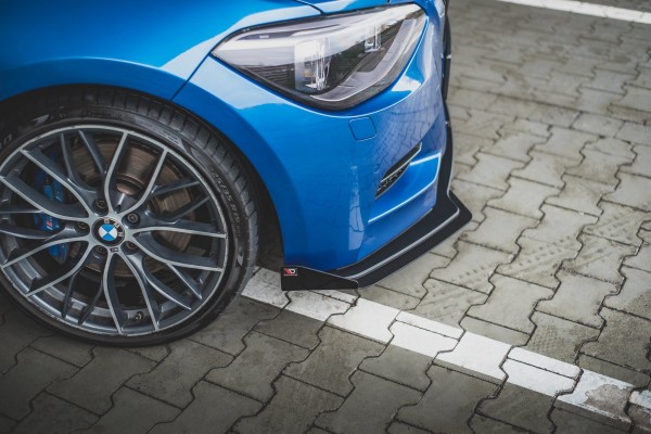 Robuste Racing Front Ansatz für passend +Flaps für BMW M135i F20 schwarz Hochglanz