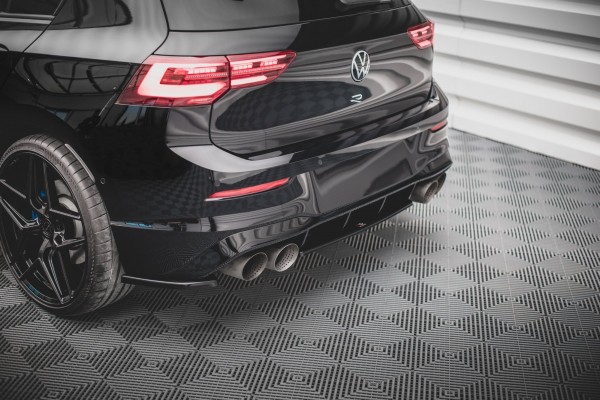 Heck Ansatz Flaps Diffusor V.1 für Volkswagen Golf R Mk8 schwarz Hochglanz