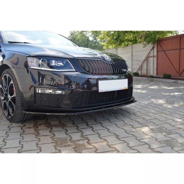 Front Ansatz passend für v.1 SKODA OCTAVIA III RS PREFACE/FACELIFT schwarz Hochglanz