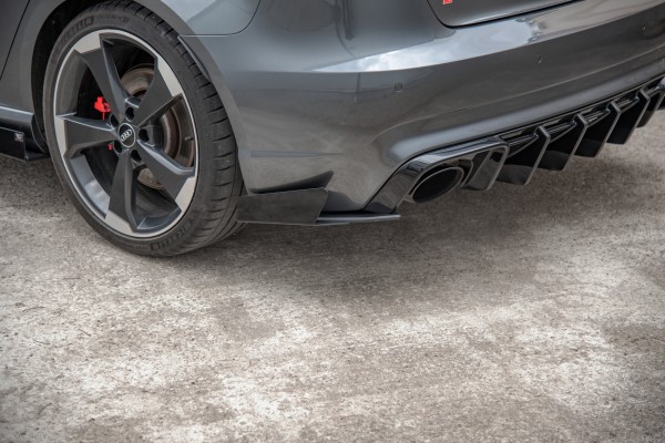 Robuste Racing Heck Ansatz Flaps Diffusor +Flaps für Audi RS3 8V Sportback schwarz Hochglanz