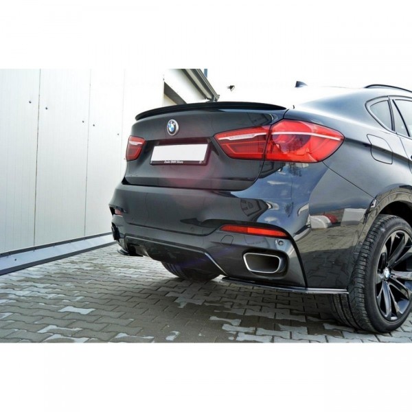Heck Ansatz Flaps Diffusor passend für BMW X6 F16 M Paket schwarz Hochglanz  günstig im Online-Shop von MM-Concetps kaufen