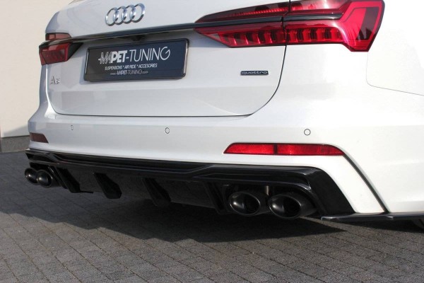 Diffusor Heck Ansatz für + Endschalldampfer Sportauspuff Attrappe Audi A6 C8 S-Line