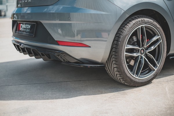 Heck Ansatz Flaps Diffusor für SEAT Leon Mk3 FR Facelift schwarz Hochglanz
