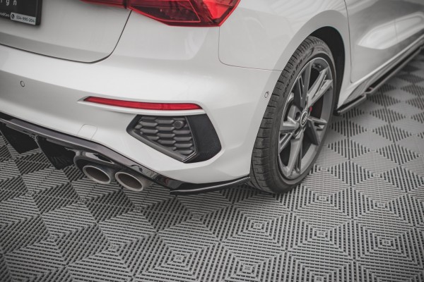 Heck Ansatz Flaps Diffusor V.2 für Audi S3 Sportback 8Y Carbon Look