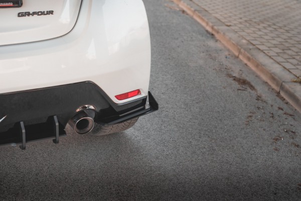 Robuste Racing Heck Ansatz Flaps Diffusor +Flaps für Toyota GR Yaris Mk4 schwarz Hochglanz