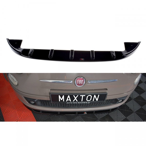 Front Ansatz V.1 für FIAT 500 HATCHBACK vor Facelift schwarz Hochglanz