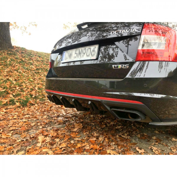 Diffusor Heck Ansatz V.1 für Skoda Octavia RS Mk3 / Mk3 FL Hatchback / Kombi schwarz Hochglanz