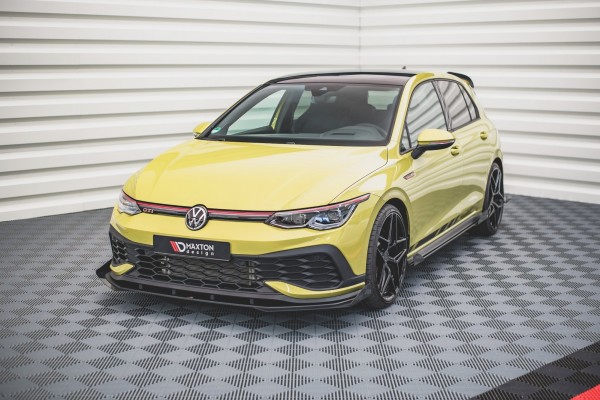 Robuste Racing Front Ansatz für passend +Flaps für Volkswagen Golf 8 GTI Clubsport schwarz Hochglanz