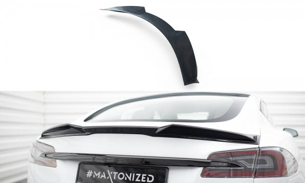 Spoiler CAP für 3D Tesla Model S Plaid Mk1 Facelift schwarz Hochglanz