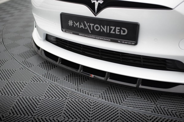 Front Ansatz V.3 für Tesla Model S Plaid Mk1 Facelift schwarz Hochglanz