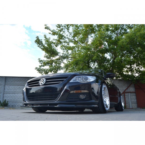 Front Ansatz V.1 für VW PASSAT CC vor Facelift, STANDARD STOßSTANGE schwarz Hochglanz