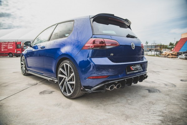 Robuste Racing Heck Ansatz Flaps Diffusor +Flaps für VW Golf 7 R Facelift schwarz Hochglanz