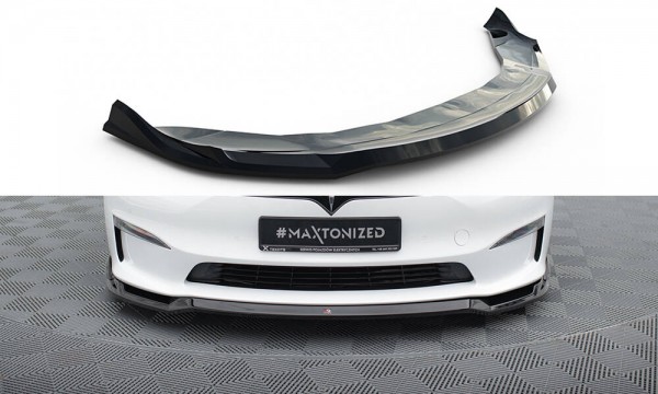Front Ansatz V.2 für Tesla Model S Plaid Mk1 Facelift schwarz Hochglanz