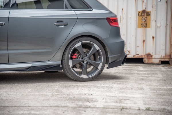 Robuste Racing Heck Ansatz Flaps Diffusor +Flaps für Audi RS3 8V Sportback schwarz Hochglanz