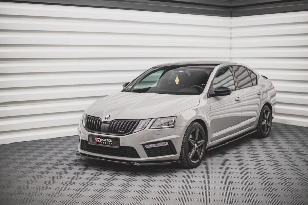 Front Ansatz V.3 für Skoda Octavia RS Mk3 Facelift schwarz Hochglanz