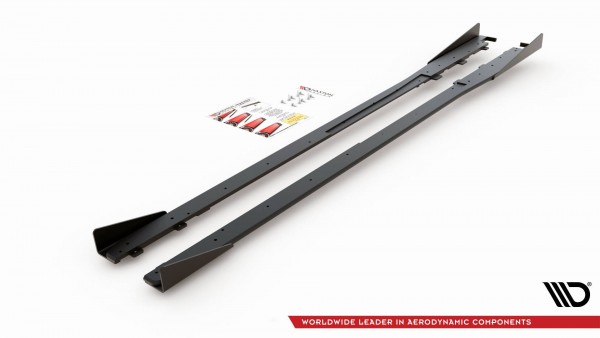 Robuste Racing Seitenschweller Ansatz für für + Flaps Toyota GR Yaris Mk4 schwarz Hochglanz