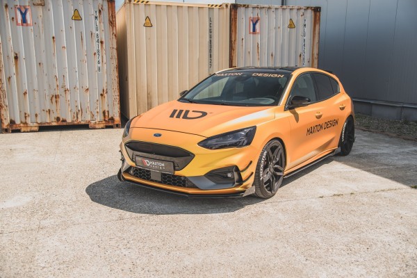 Robuste Racing Front Ansatz für passend +Flaps für Ford Focus ST / ST-Line Mk4 schwarz Hochglanz