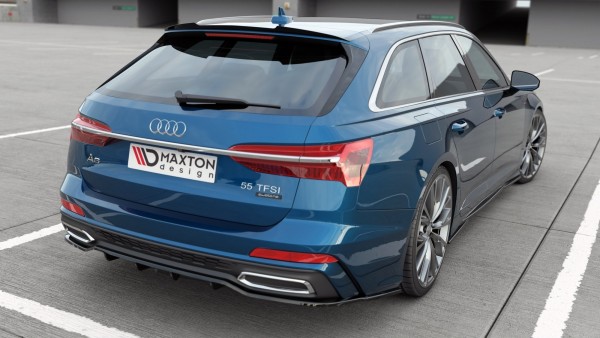Mittlerer Diffusor Heck Ansatz DTM Look für Audi A6 S-Line Avant C8 schwarz Hochglanz