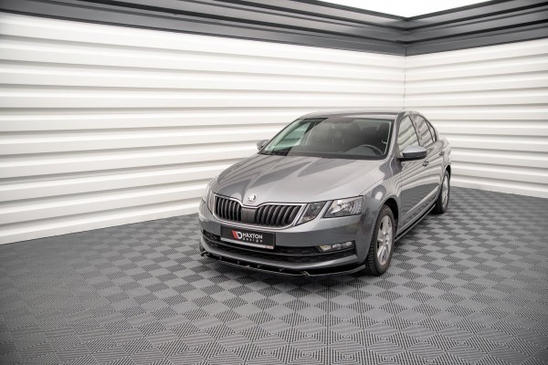 Front Ansatz V.1 für Skoda Octavia Mk3 Facelift schwarz Hochglanz