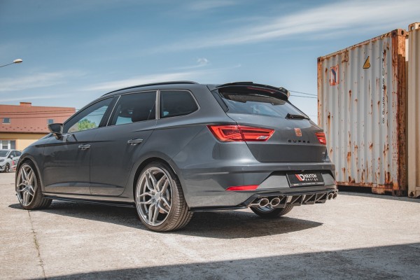 Heck Ansatz Flaps Diffusor V.2 für Seat Leon Cupra Mk3 FL Sportstourer schwarz Hochglanz