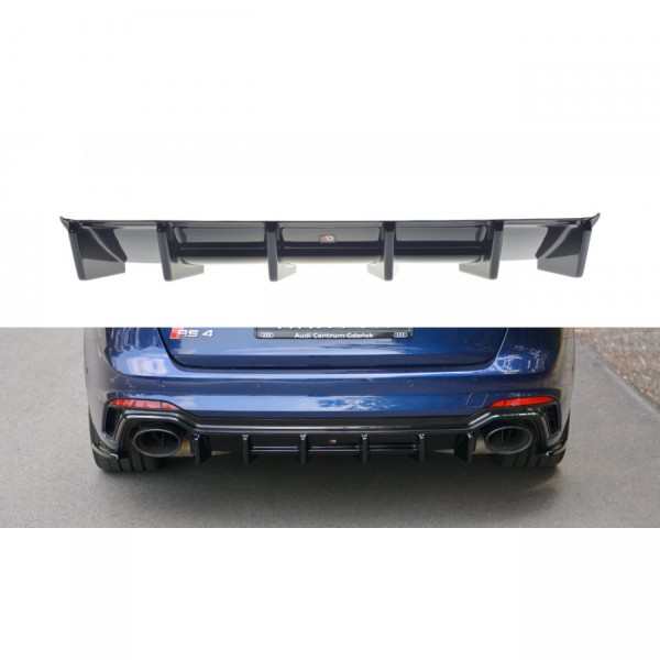 Diffusor Heck Ansatz für Audi RS4 B9 Avant schwarz Hochglanz