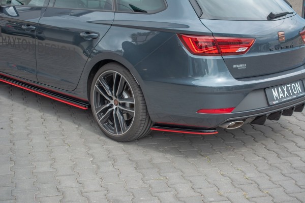 Heck Ansatz Flaps Diffusor passend für V.2 Seat Leon Mk3 Cupra ST Facelift schwarz Hochglanz