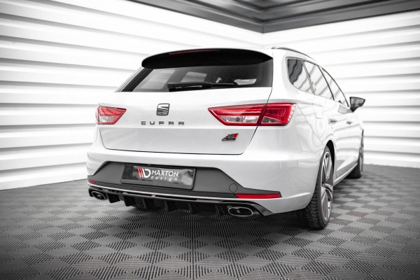 Diffusor Heck Ansatz für Seat Leon Cupra Sportstourer Mk3 schwarz Hochglanz