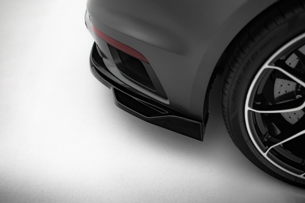 Hinten Splitter (mit einem vertikalem balken) für Porsche 911 Turbo S Sport Package 992 schwarz Hoch