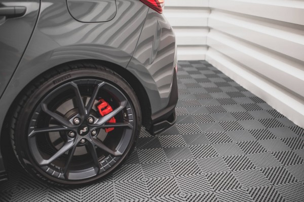 Heck Ansatz Flaps Diffusor V.3 für Hyundai I30 N Hatchback Mk3 Facelift schwarz Hochglanz