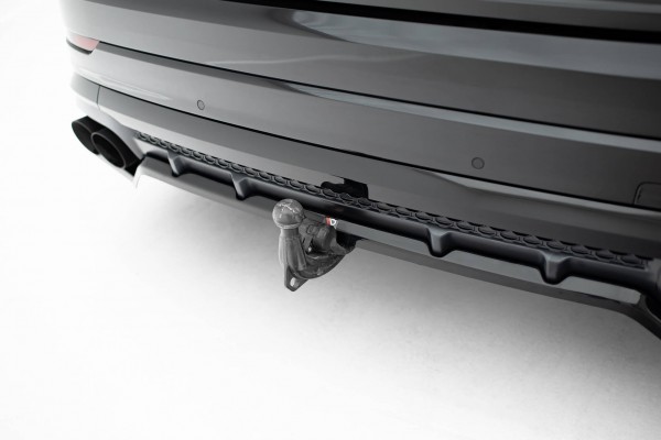 Hinten Splitter (mit einem vertikalem balken) V.2 für Audi SQ8 / Q8 S-Line Mk1 Facelift schwarz Hoch
