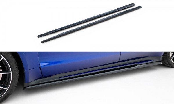 Seitenschweller Ansatz für Porsche Taycan Turbo S Mk1 schwarz Hochglanz