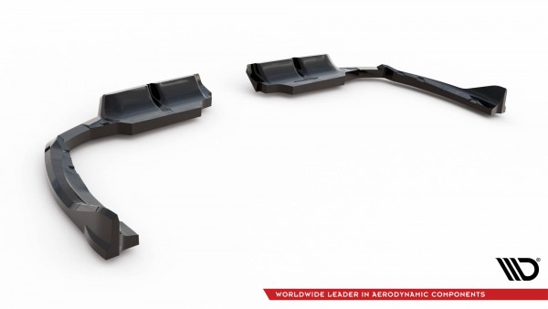 Hinten Splitter (mit einem vertikalem balken) für BMW XM G09 schwarz Hochglanz