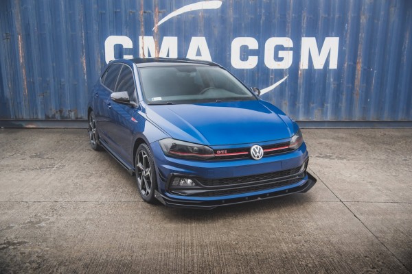 Robuste Racing Front Ansatz für passend +Flaps für Volkswagen Polo GTI Mk6 schwarz Hochglanz