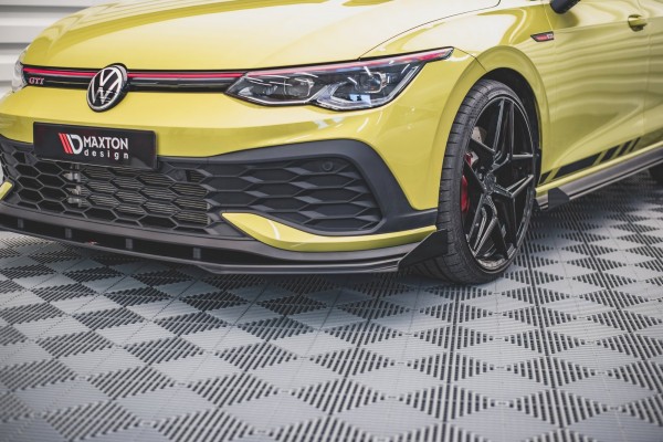 Robuste Racing Front Ansatz für passend +Flaps für Volkswagen Golf 8 GTI Clubsport schwarz Hochglanz