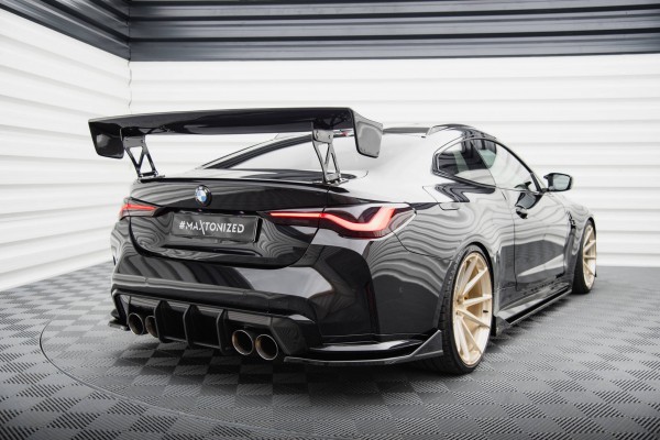 Heck Ansatz Flaps Diffusor V.4 für BMW M4 G82 schwarz Hochglanz