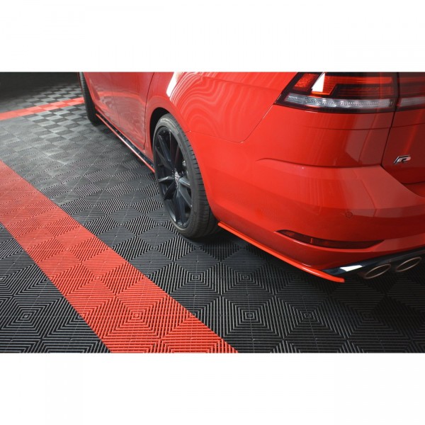 Heck Ansatz Flaps Diffusor passend für V.2 VW GOLF 7 R VARIANT FACELIFT Carbon Look