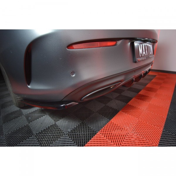 Heck Ansatz Flaps Diffusor für MERCEDES- BENZ C-KLASSE W205 COUPE AMG-LINE schwarz Hochglanz