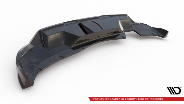 Hinten Splitter (mit einem vertikalem balken) für Skoda Kamiq Monte Carlo Mk1 Facelift schwarz Hochg