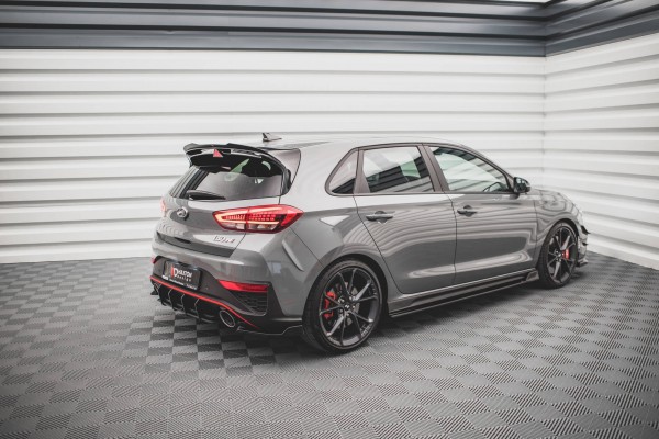 Heck Ansatz Flaps Diffusor V.3 für Hyundai I30 N Hatchback Mk3 Facelift schwarz Hochglanz
