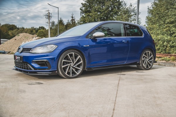 Robuste Racing Seitenschweller Ansatz für für + Flaps VW Golf 7 R / R-Line Facelift schwarz Hochglan