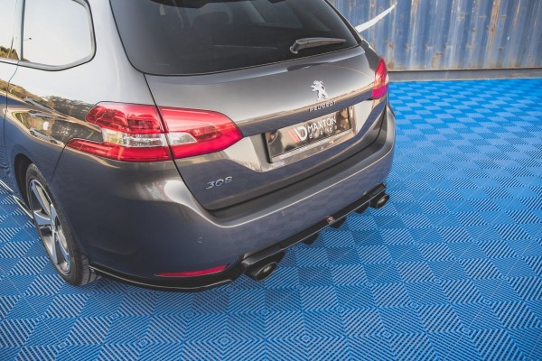 Heck Ansatz Flaps Diffusor V.2 für Peugeot 308 SW Mk2 Facelift schwarz Hochglanz