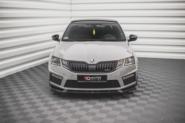 Front Ansatz V.2 für Skoda Octavia RS Mk3 Facelift schwarz Hochglanz